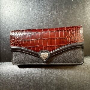 Brighton Brown and Black Croc Leather Embossed Wallet
